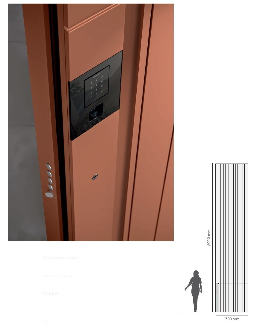 Skydoors Tasilaq Sablé / Copper Inserts 1300x6000 mm integrovaná klávesnica