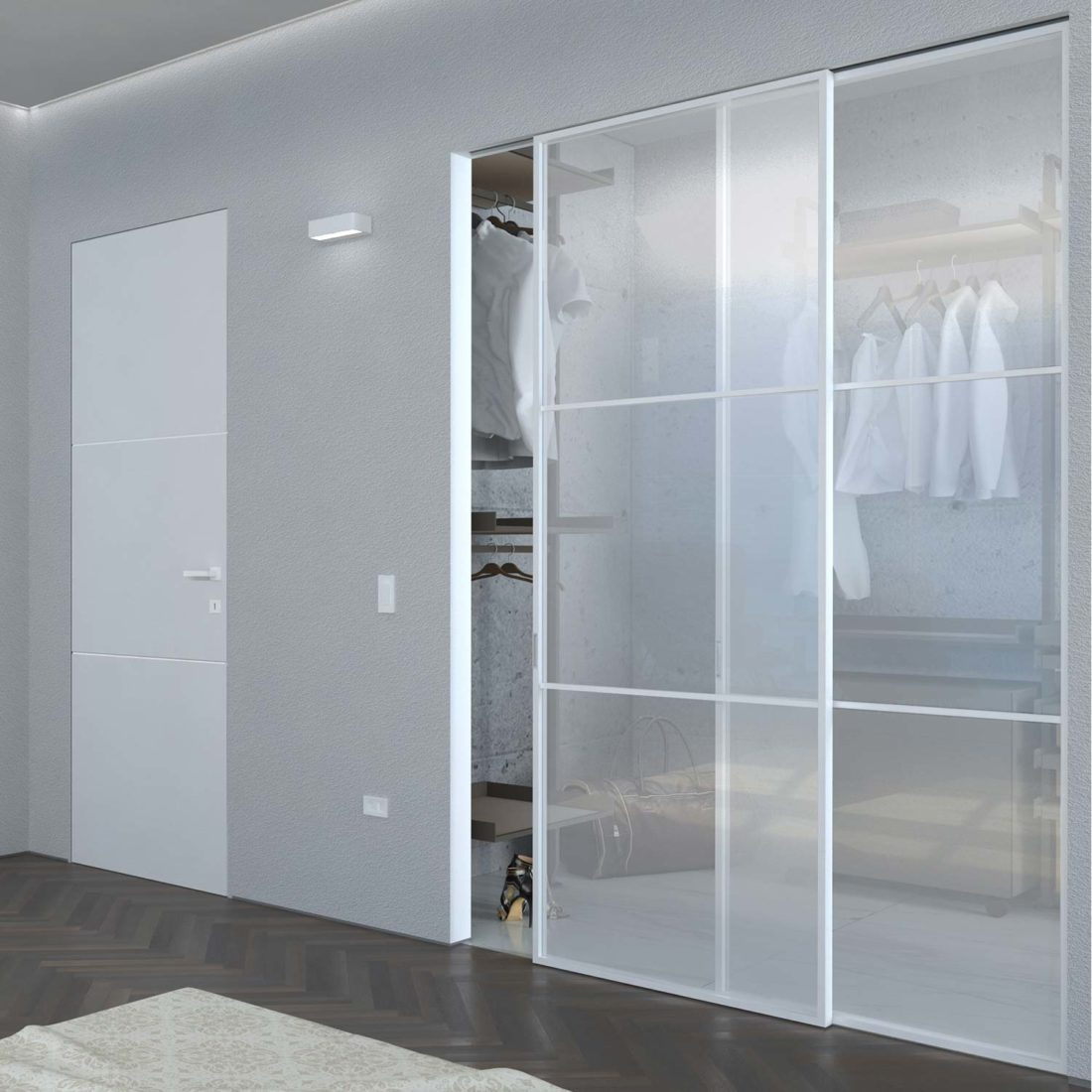 SENDY rám White + sklo Satin White (Door Arreda)