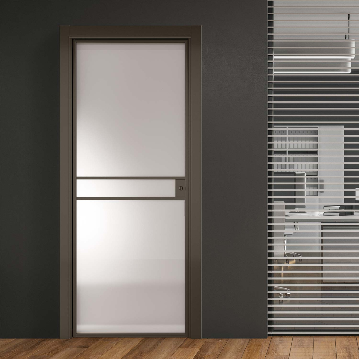 SIMPLE rám RAL + sklo Satin White (Door Arreda)